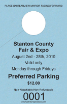 1-Part Custom Parking Hang Tag with Text