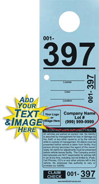 3-part Custom Parking Hang Tag with Logo and Text