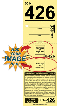 4-part Custom Valet Parking Ticket with Logo Only