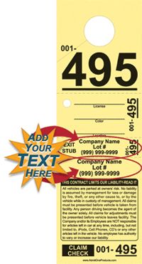 4-part Custom Parking Hang Tag with Text Only