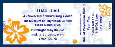 Aloha 1 Medium Full Color Ticket with Text