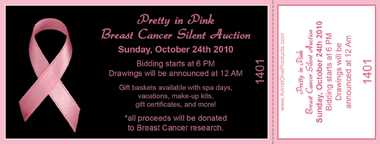 Breast Cancer Awareness Full Color Ticket with Text