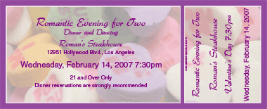 Valentine's Heart Candy Medium Full Color Ticket