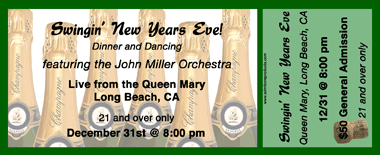 New Year's Champagne Bottles Medium Full Color Ticket