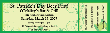 St. Patrick's Day Clover Hat Full Color Ticket