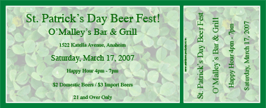 St. Patrick's Day Clover Patch Medium Full Color Ticket