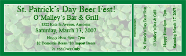 St. Patrick's Day Clover Patch Full Color Ticket