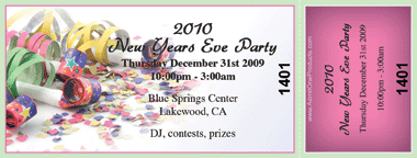 Party Confetti Medium Full Color Ticket with Text
