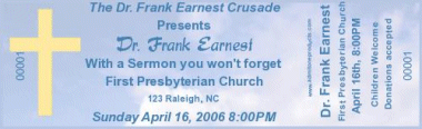 Cross and Clouds Full Color Ticket with Text