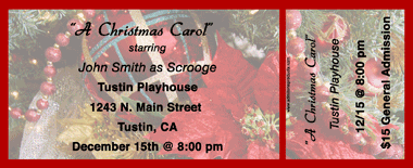Christmas Decorations Full Color Ticket with Text