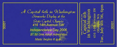Fireworks Medium Full Color Ticket with Text