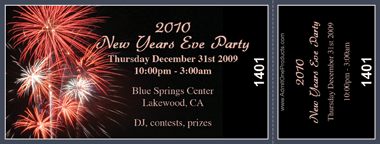 Fireworks Finale Medium Full Color Ticket with Text