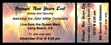 New Year's Orange Fireworks Medium Full Color Ticket