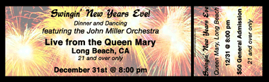 New Year's Orange Fireworks Full Color Ticket