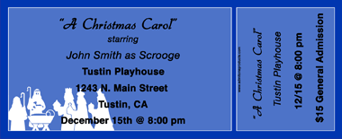 Christmas Nativity Scene Medium Full Color Ticket with Text