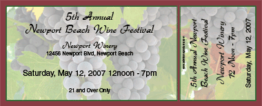 Wine Festival Grapes Medium Souvenir Ticket