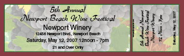 Wine Festival Grapes Souvenir Ticket