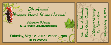 Wine Festival Grapevine Brown Medium Souvenir Ticke