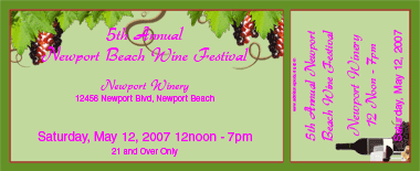 Wine Festival Grapevine Green Medium Souvenir Ticke