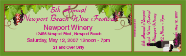 Wine Festival Grapevine Green Background Souvenir Ticket