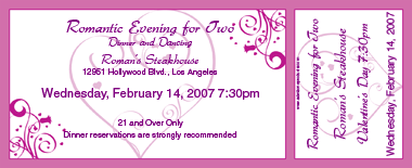 Valentine's Heart Flowers Medium Full Color Ticket