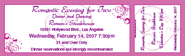Valentine's Heart Flowers Full Color Ticket