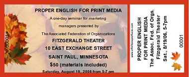 Fall Leaves Medium Full Color Ticket with Text