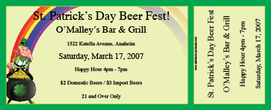 St. Patrick's Day Leprechaun Medium Full Color Ticket