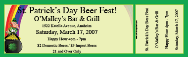 St. Patrick's Day Leprechaun Full Color Ticket