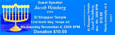 Menorah Full Color ticket with Text