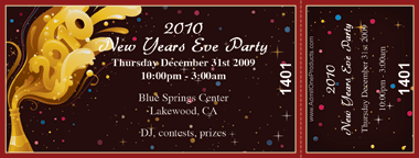 New Year's Newest Year Medium Full Color Ticket with Text