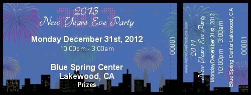 New Year's Cityscape Medium Full Color Ticket