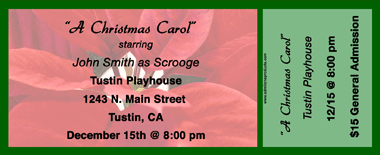 Christmas Poinsettia Full Color Ticket with Text