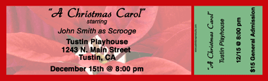 Poinsettia Full Color Ticket with Text