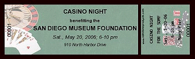 Poker Night Full Color Ticket with Text
