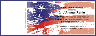 American Flag Full Color Raffle Ticket with Text