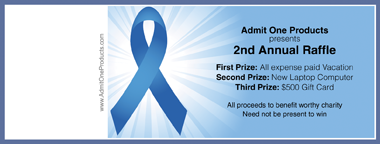 Blue Ribbon Full Color Raffle Ticket with Text