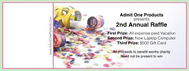 Confetti Full Color Raffle Ticket with Text