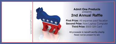 Democratic Party Full Color Raffle Ticket with Text