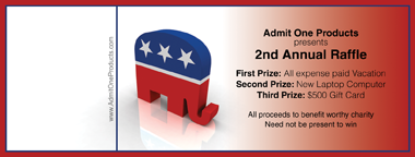 Republican Party Full Color Raffle Ticket with Text