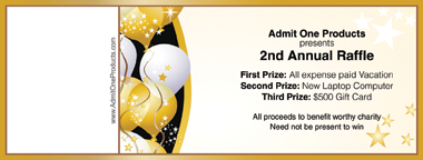 Party Balloons Full Color Raffle Ticket with Text