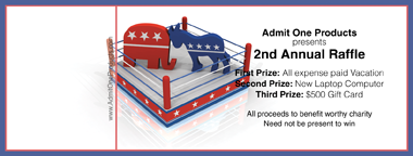 Red vs. Blue Full Color Raffle Ticket with Text