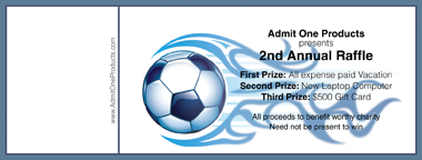Soccer Flames Full Color Raffle Ticket with Text