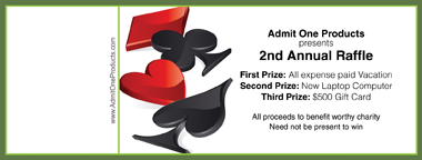 Card Suits Full Color Raffle Ticket with Text