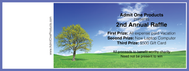 Tree in a Field Full Color Raffle Ticket with Text