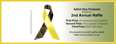 Yellow Ribbon Full Color Raffle Ticket with Text