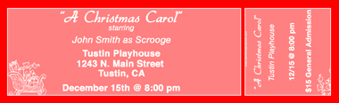 Sleigh Full Color Ticket with Text