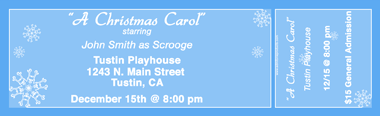 Snowflakes Full Color Ticket with Text