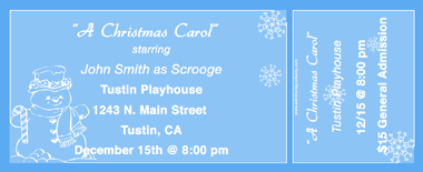 Snowman Full Color Ticket with Text