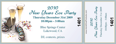 New Year's Toast 2 Medium Full Color Ticket with Text